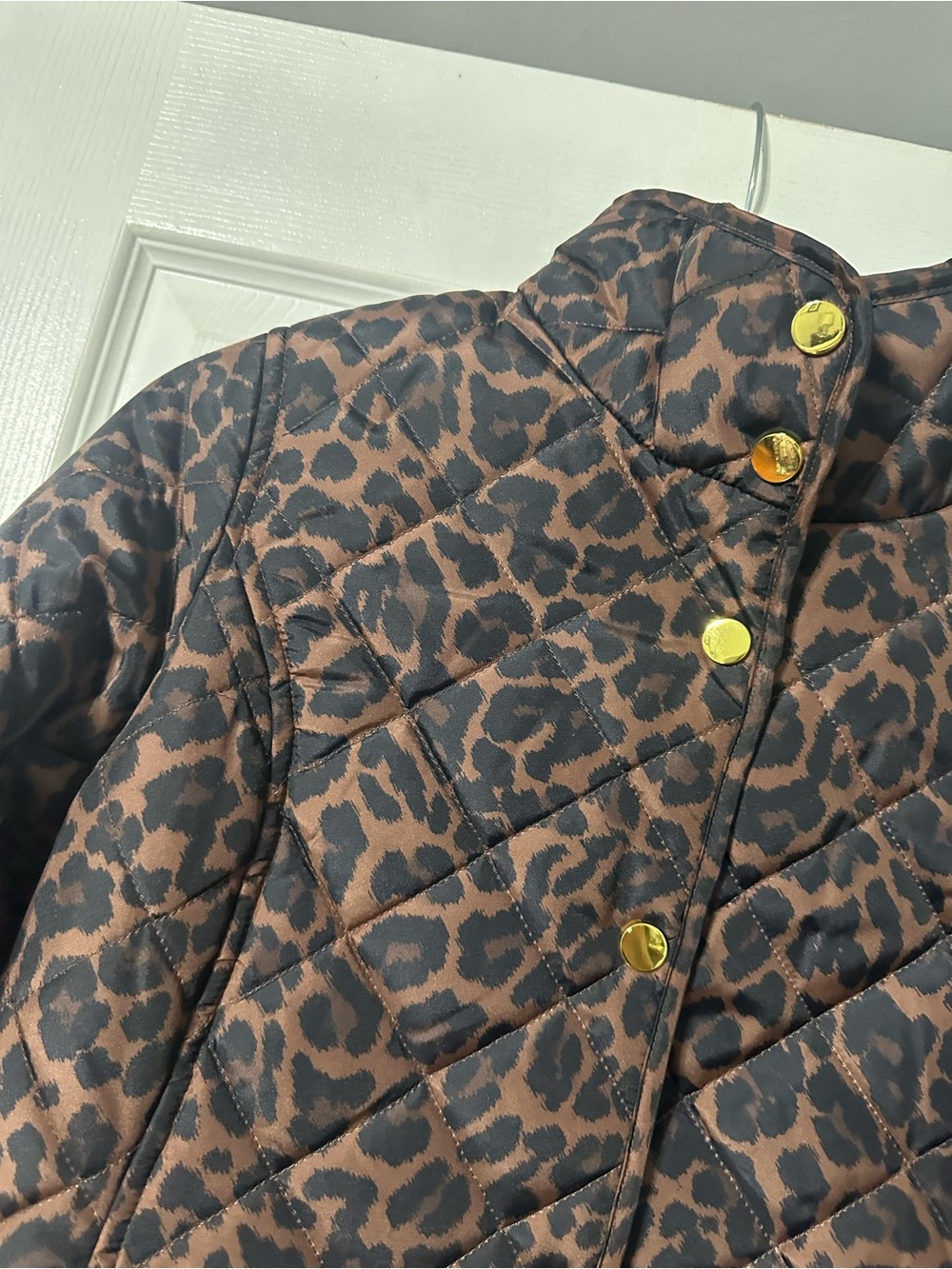 NWT St. John's Bay Brown and Black Leopard Quilted Puffer Jacket - Picture 5 of 16